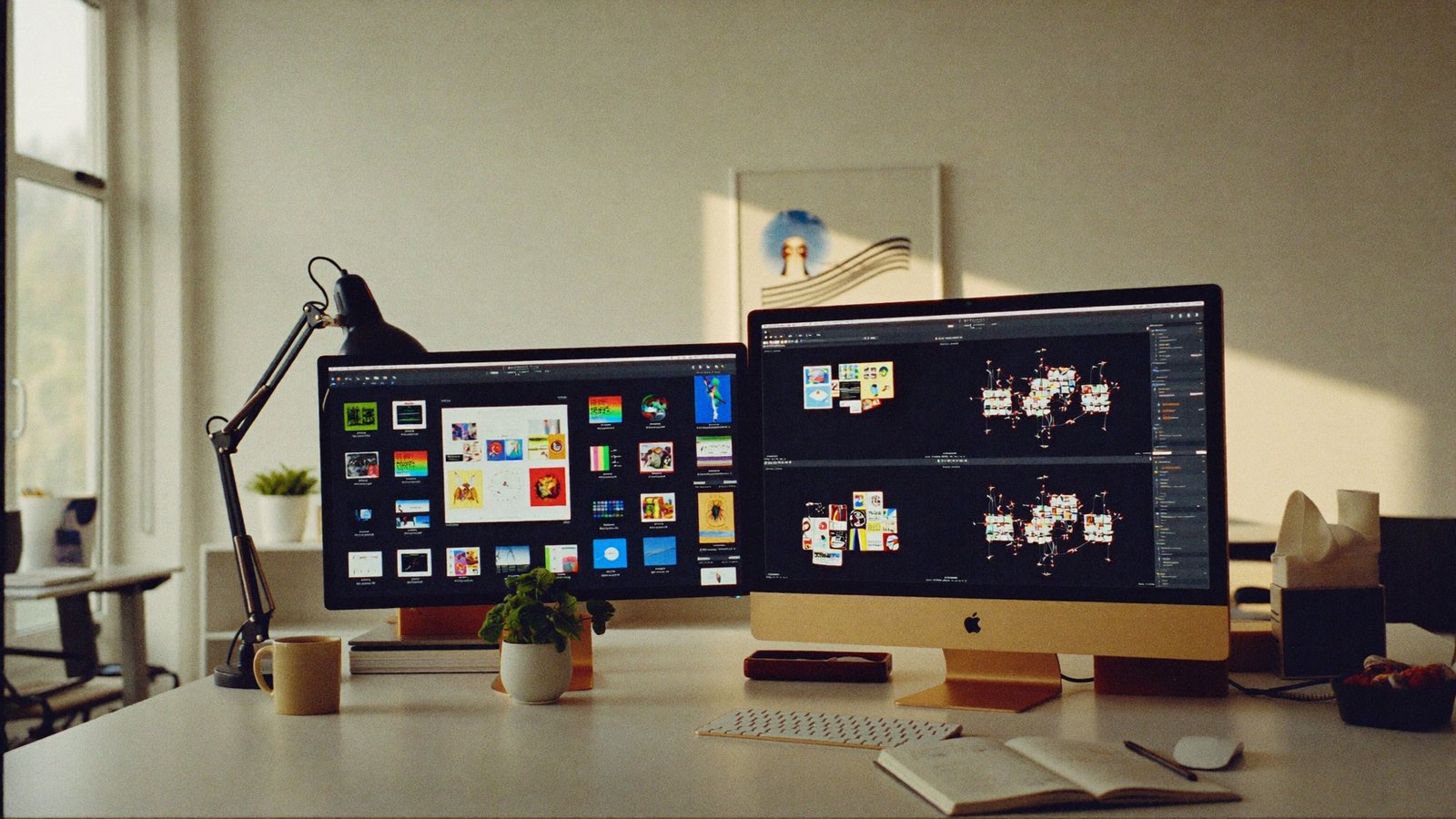 Webdesign-Studio mit zwei Monitoren in einem Lübecker Office